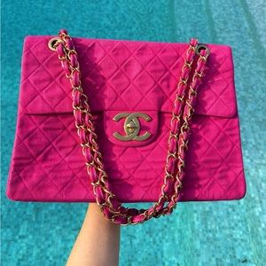 Chanel Vintage Pink Denim Maxie